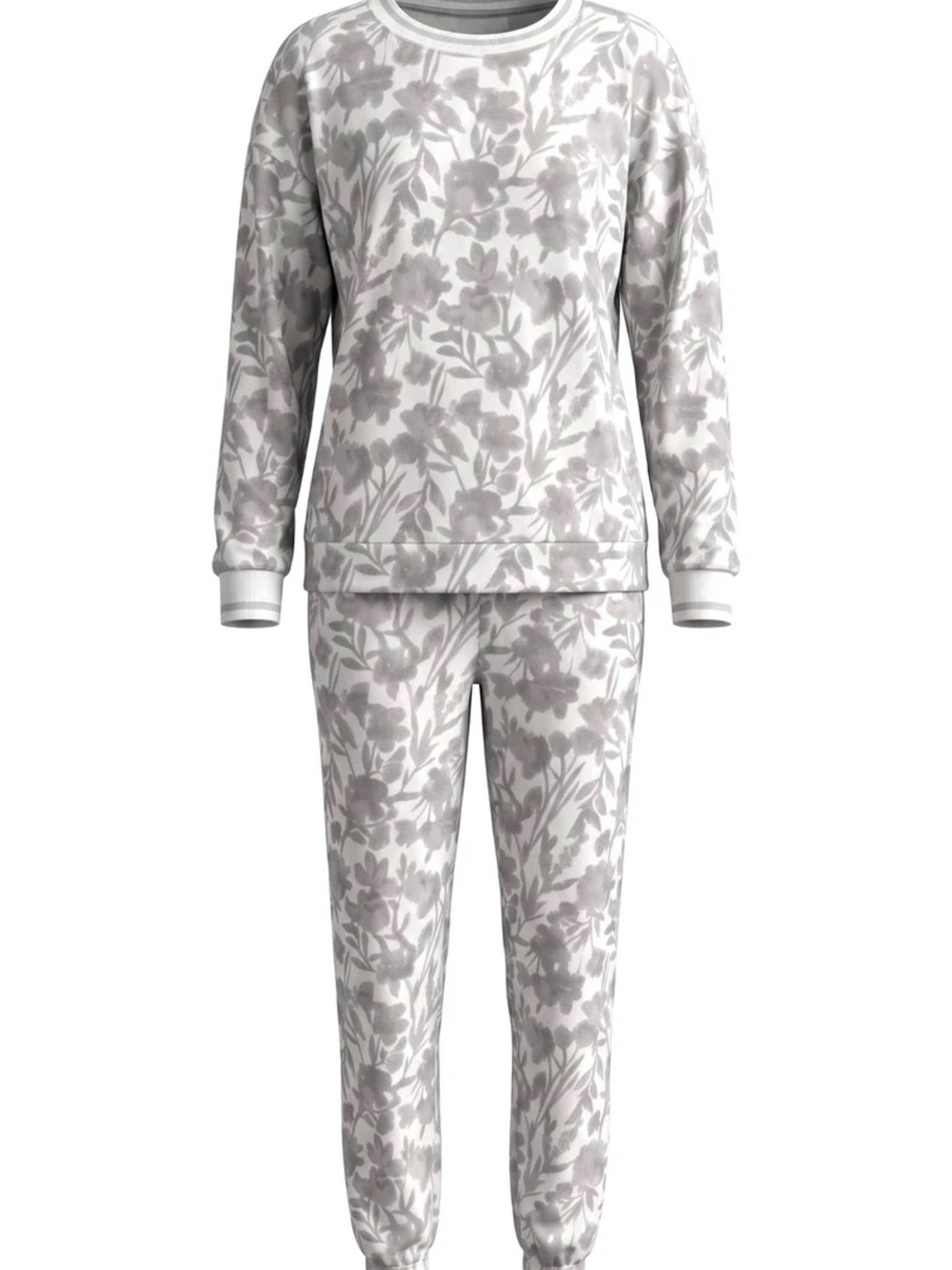Simply Vera Vera Wang Velour Pajama Set Gray Floral Joggers Loungewear Large